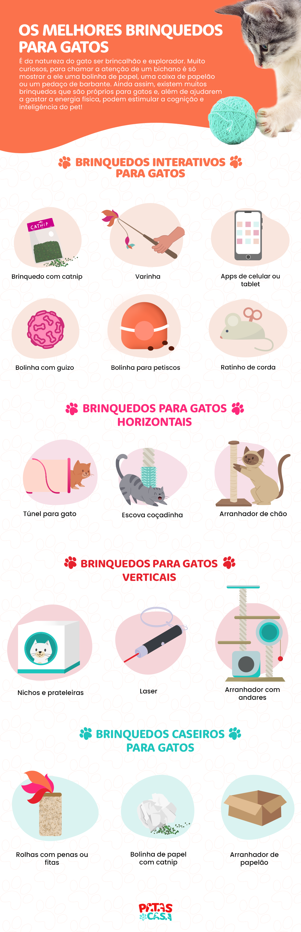 infográfico sobre brinquedos para gatos
