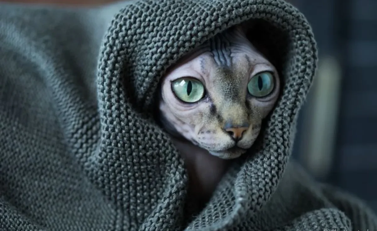 O Sphynx, famoso gato sem pelo, sente bastante frio e deve ser aquecido no inverno