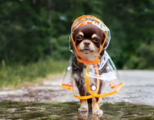 Capa de chuva para cachorro de PVC é um modelo clássico e fácil de encontrar